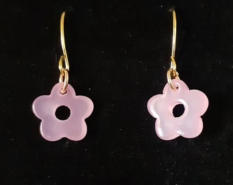 Pink Flower French Earrings