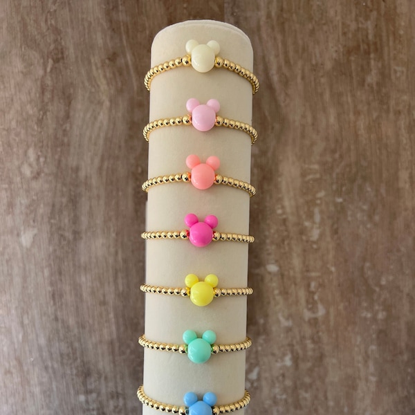 Disney Mouse Bracelets | 18k Gold Filled Bracelet | Stacking Bracelet | Kids Bracelet | Disney Mama Bracelet | Disney Bracelet | Personalize