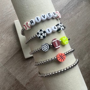 Custom Sports Bracelet - Silver  | Baseball Bracelet | Baseball Mom | Soccer Bracelet | Soccer Mom | Stacking Bracelet | Team Gift |