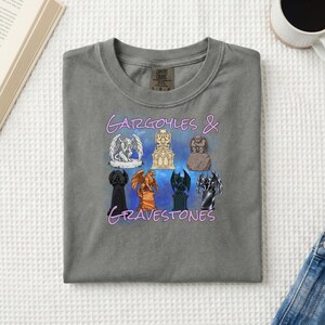 Gargoyles and Gravestones Shirt, Gothic Halloween Comfort Colors Tee, Graveyard Fall T-Shirt, Goth Gift