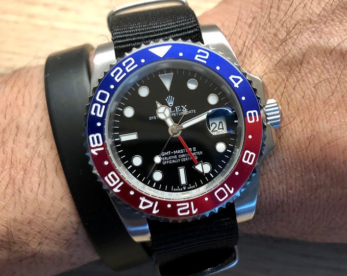 Rolex GMT Master Ii 2 Pepsi Nato Strap USA SELLER Submariner Stainless