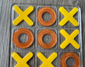 Clear Resin Tic Tac Toe Board – Custom X's and O's, Handmade