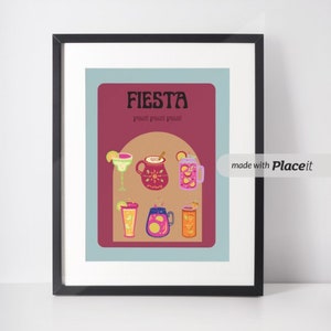 Fiesta Digital Downloads, Mexican Digital Prints, Wall Art, Room Decor, Drinks Wall Decor, Mexican Drinks
