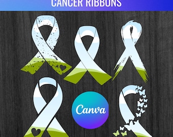 Canva Custom Cancer Ribbon Frame, Bleach Effect, Sublimation, Any color ribbon Template