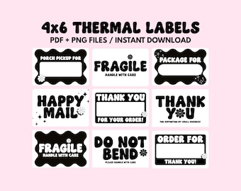 Thermal printer labels 4x6: Small business thank you stickers (Digital download)