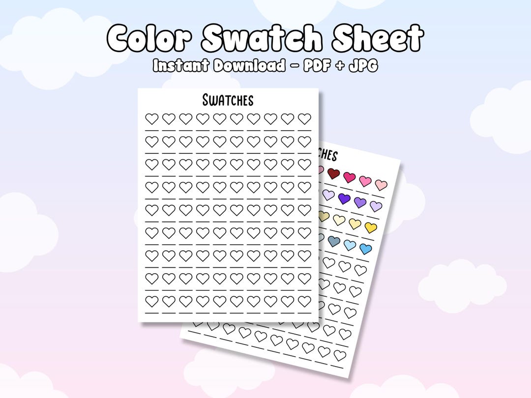 Printable Coloring Swatch Sheet - Instant Download Marker Swatch Sheet ...