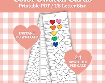 Printable Blank Color Swatch Sheet Cards Marker Test Chart (PDF Instant Download)