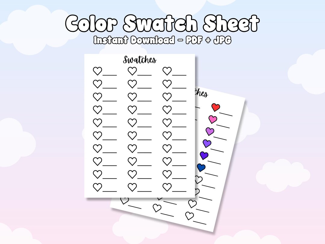 Printable Coloring Swatch Sheet - Instant Download Marker Swatch Sheet ...