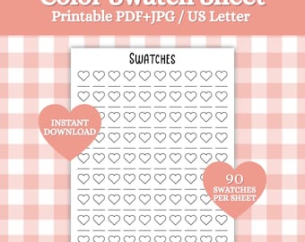 Printable Heart Swatch Sheet: Marker Coloring Chart (PDF, JPG)
