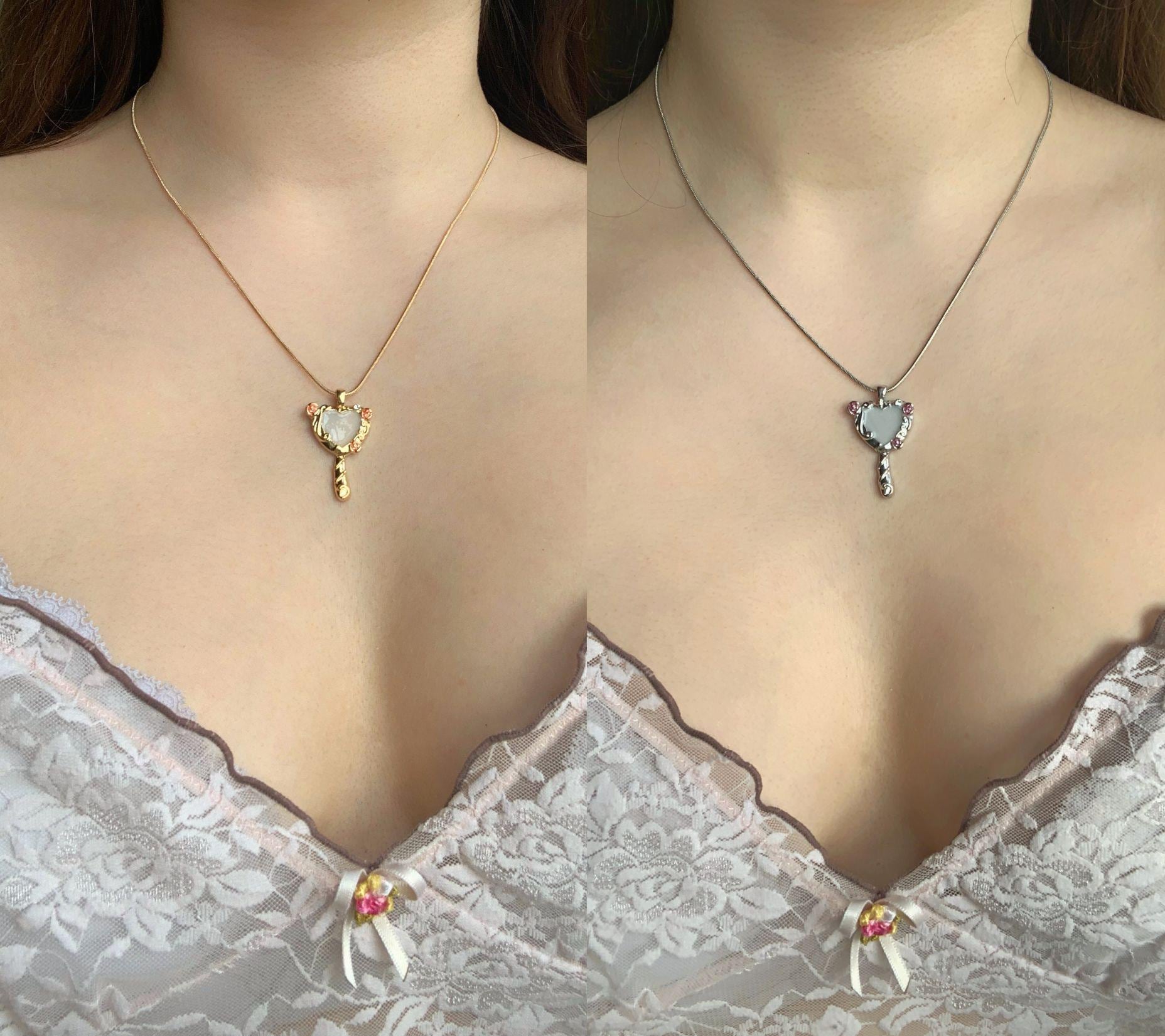 GIOIA Barbie Collier Cœur Et Licorne - 3 Breloques Cristal, Argent Et émail Rose