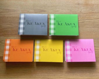 Tarjetas plegables Palaka Hawaii Faith, juego de 5, interior en blanco. Es algo de Ke Akua.