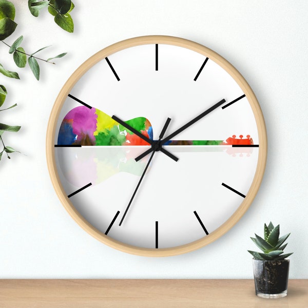 Guitar Wall Clock ,Gift for Musicians, Music Teacher, Studio Decor, Home Decor, Music Lovers Gift, Wood Clock |Geometric Wall Clock