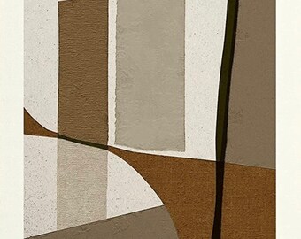 2 Piece Art Prints, Abstract Poster Set, Bedroom Wall Art, Brown Beige Wall Art, Dining Room Art, Brown and White Minimalist Contemporary