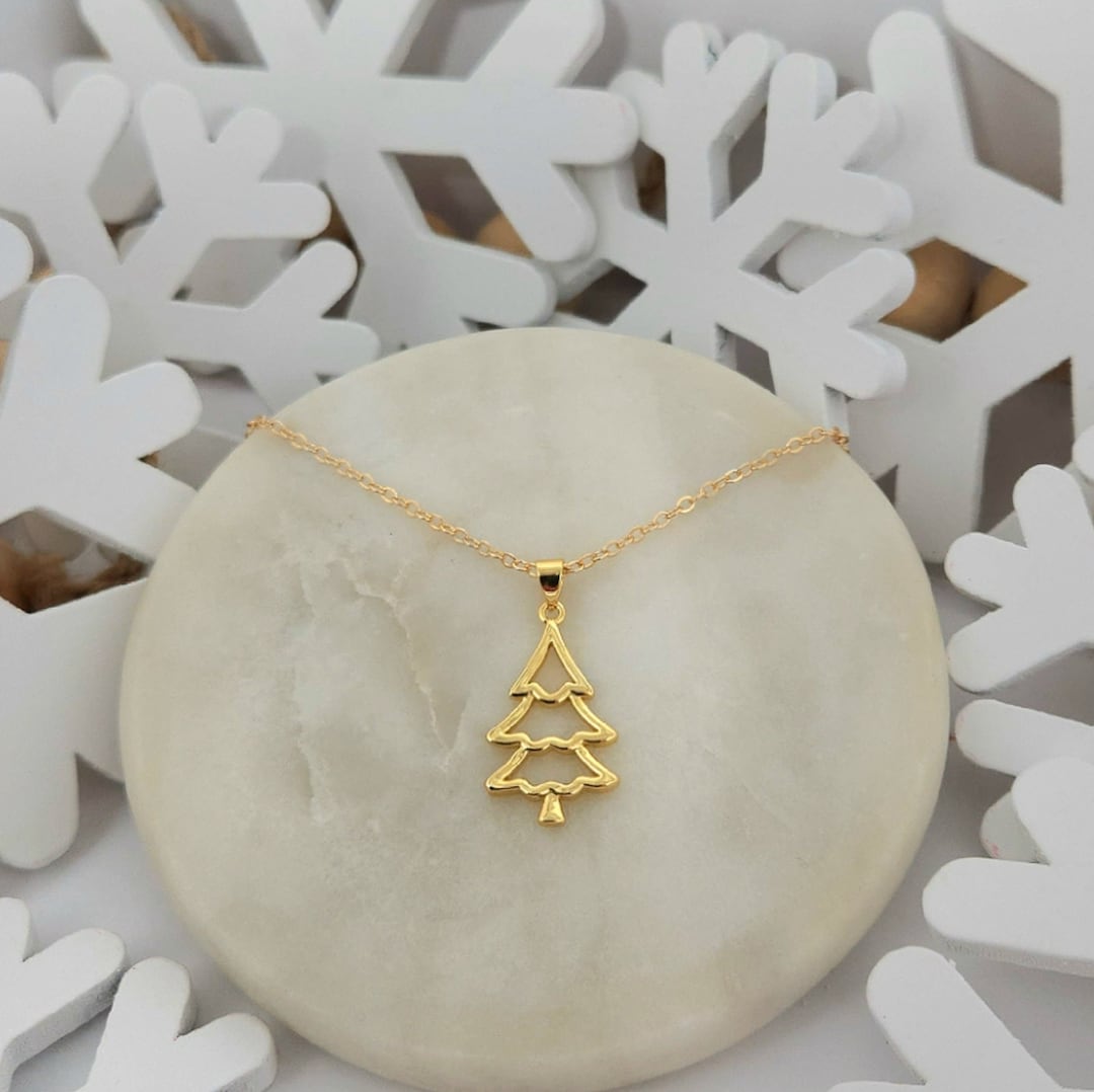 Christmas Tree Necklace,gold Christmas Tree Necklace, Tree Necklace