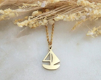 Sailboat gold necklace, gold boat necklace, boat necklace, boat charm, boat pendant, beach necklace, lake necklace, gift for her, gold boat