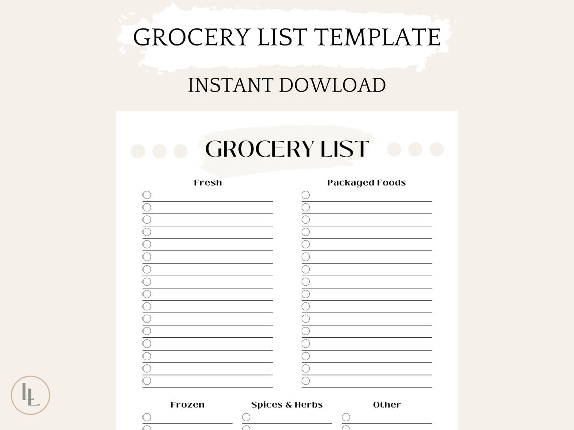 Grocery List Editable Template Grocery List Printable - Etsy