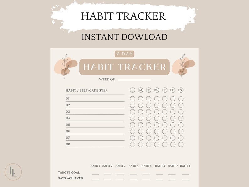 Habit Tracker Printable Template Habit Tracker Editable Etsy