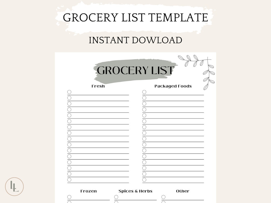 Grocery List Editable Template, Grocery List Printable Download ...
