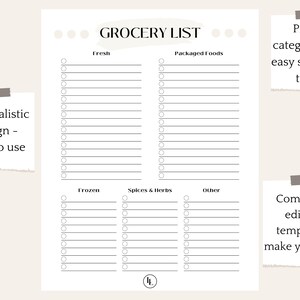 Grocery List Editable Template Grocery List Printable - Etsy