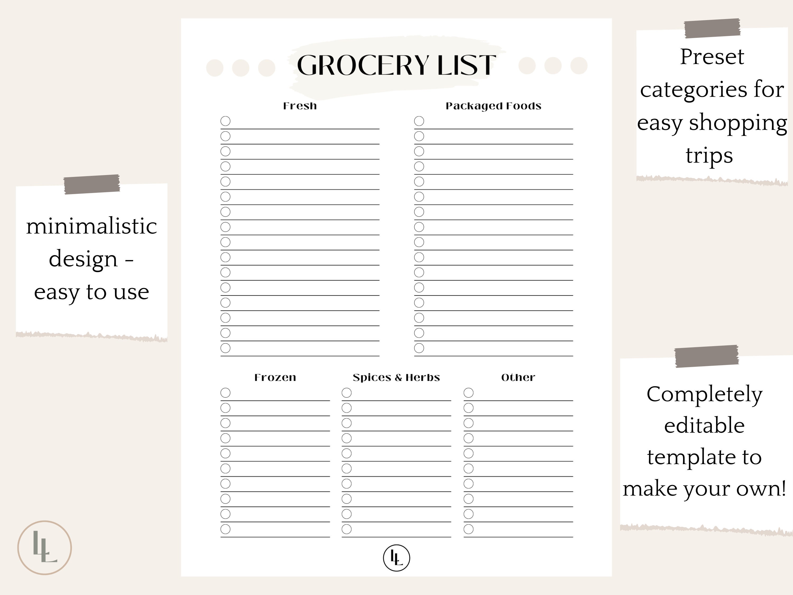 Grocery List Editable Template Grocery List Printable - Etsy