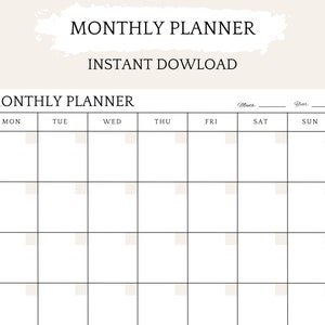 Monthly Calendar Planner Editable Template Blank Monthly - Etsy