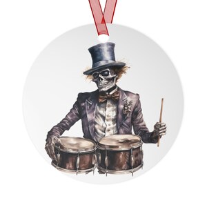 Musician Metal Ornaments Zombie Drummer Halloween Spooky Decoration Christmas Holiday Tree Trimmings, Living unDead Guy Monster Musician