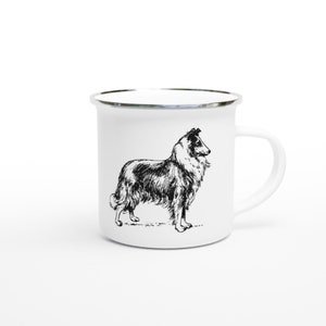 Collie White 12oz Enamel Mug Perfect Gift for Dog Lover, Lassie, Herding Dog, Gift For Dog Lovers, Dog Mom Gift, Dog Dad Gift