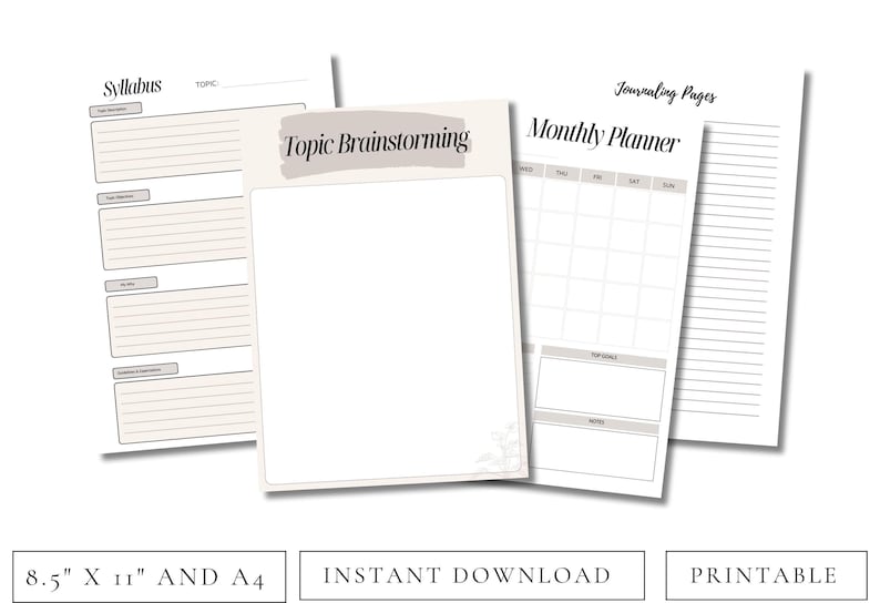 Printable Goal Setting Template Academic Planner System Curriculum Organization Tool Learning Journey Tracker Personal Development Guide Digital Download Resource Self Guided Education Planner Study Habit Journal Reflection Pages Progress