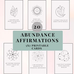 20 tarjetas de afirmación de abundancia celestial: baraja imprimible de manifestación de dinero para riqueza y libertad financiera Descarga digital