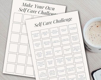 Printable Self Care Challenge Template Wellness Planner Mental Health Journal Daily Activities Tracker Download Digital Worksheet