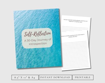 Self-Reflection Journal 30 Guided Prompts for Mindfulness, Clarity & Personal Growth Printable Workbook