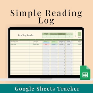 Simple Reading Tracker Google Sheets Book Tracker Spreadsheet for Avid Reader & Book Lover Fun Green Theme