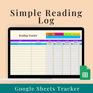 Simple Reading Tracker Google Sheets Book Tracker Spreadsheet for Avid Reader & Book Lover Fun Neon Theme