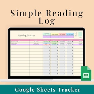 Simple Reading Tracker Google Sheets Book Tracker Spreadsheet for Avid Reader & Book Lover Fun Colorful Theme