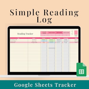 Simple Reading Tracker Google Sheets Book Tracker Spreadsheet for Avid Reader & Book Lover Fun Pink Theme