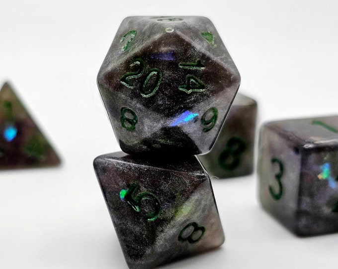Mining for Opal Dnd 7pcs Round Edge Resin Dice Set, Dnd, Polyhedral