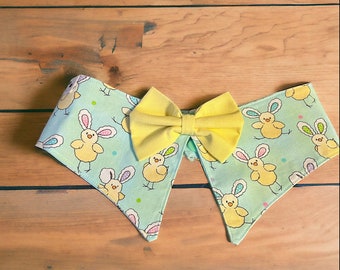 Easter Dog Bandana: Spring Chick Plaid with Bowtie