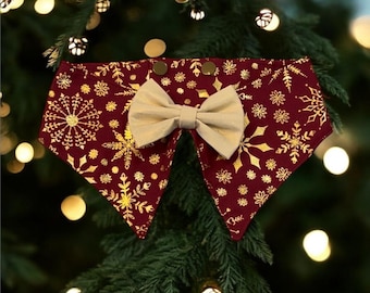 FUN vakantiehond bandana strikje: handgemaakte geruite vakantiehalsband. Kerstbandana's