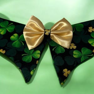 St Patricks Day Dog Bandana: Handmade Clover Bowtie Collar
