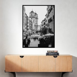 Spain Photography | A Day In Madrid Wall Art | Black and White Photo Print | Digital Download | Printable Photograph