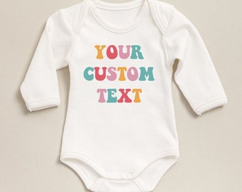 Retro Custom Text Onesie®, Your Custom Text Here, Custom Bodysuit, Your Design or Logo Printed Directly Onto a Bodysuit, Custom Text Printed