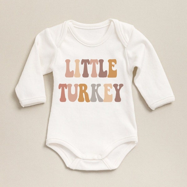 Little Turkey Baby Onesie® , Cute Natural Retro Bodysuit, Thanksgiving Baby Onesie®