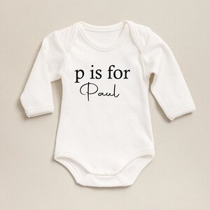 Personalized Letter Is For Name Onesie®, Vintage Bodysuit, Natural Personalized Onesie®, Custom Baby Onesie®