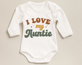 I Love My Auntie Bodysuit, Baby Onesie®, Aunt's Retro Natural Onesie®