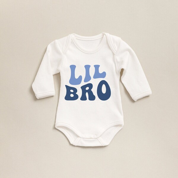 Lil Bro Baby Onesie®, Cute Vintage Little Bro Bodysuit, Natural Little Brother Baby Onesie®