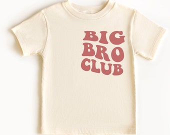 Big Bro Toddler Shirt, Big Bro Club Toddler Shirt , Cute Vintage Kids Shirt, Natural Big Brother Toddler Tee