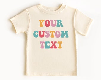 Retro benutzerdefinierter Text Kinderhemd, Ihr benutzerdefinierter Text hier, benutzerdefiniertes Hemd, Ihr Design oder Logo direkt auf ein Hemd gedruckt, benutzerdefinierter Text gedruckt