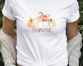 Pumpkin Thanksgiving Thankful Tshirt - Unisex Jersey Short Sleeve Tee
