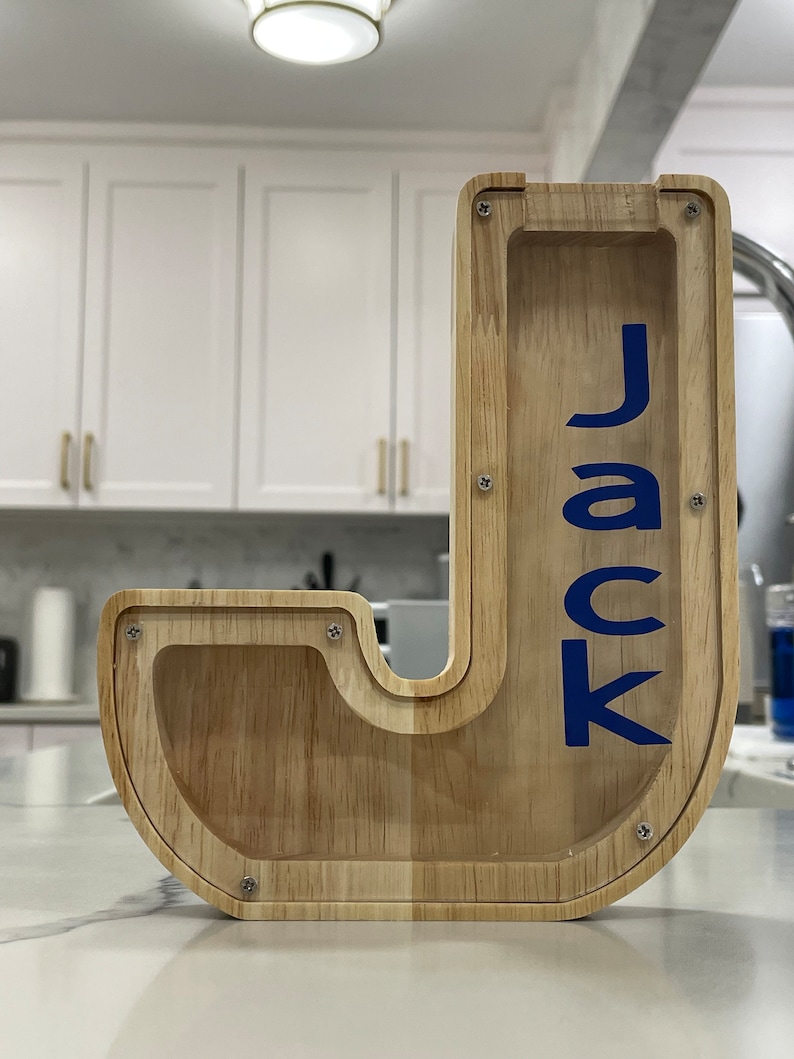 Piggy Banks Personalized Wooden Coin Banks, Initial Letter Money Box for Kids Boys , Girls