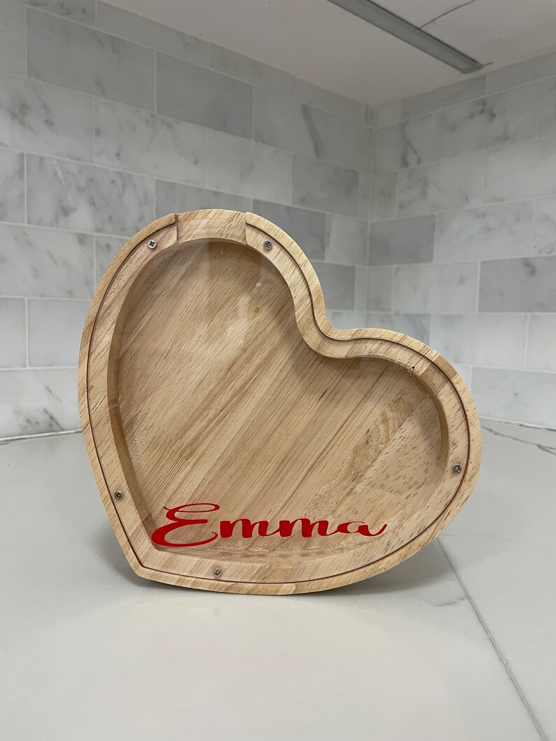 Piggy Banks Personalized Wooden Coin Banks, Initial Letter Money Box